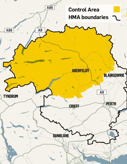 Map showing area for proposed short term let control area, including Aberfeldy and Pitlochry