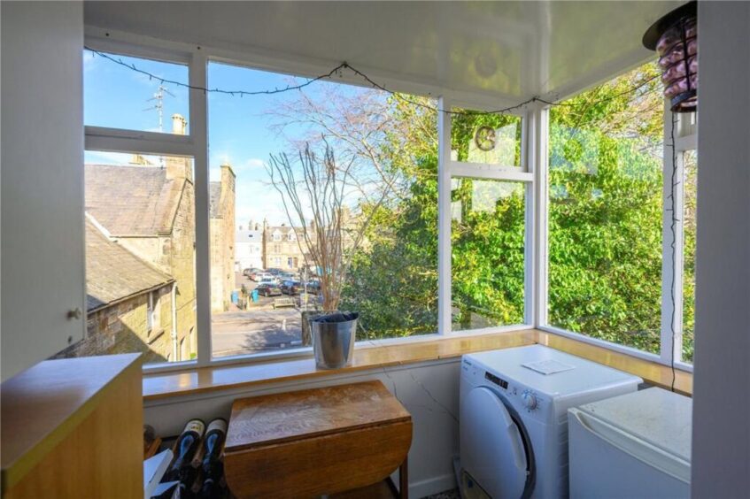 The upstairs porch