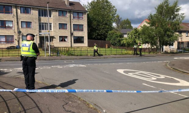 Police on St Clement Place, St Mary's, Dundee.