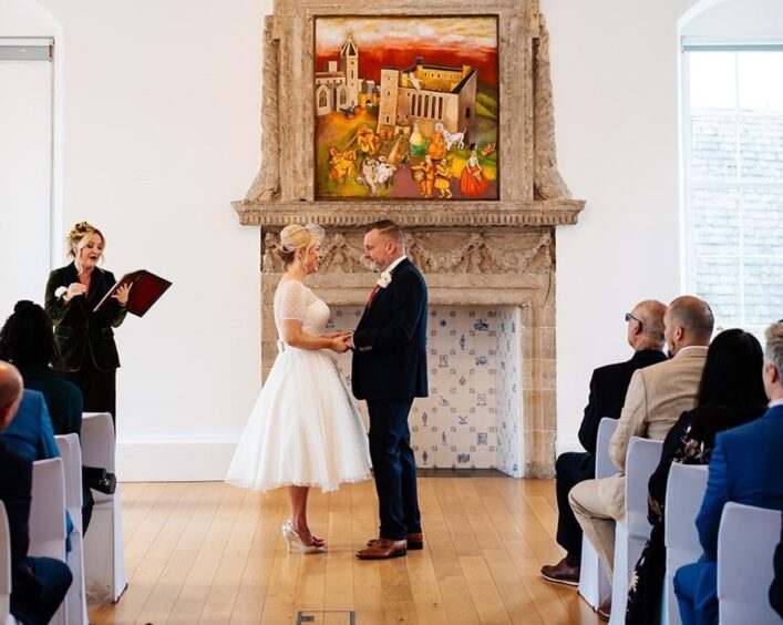TJ officiated at the wedding of her best friend Meggan and husband Craig at the Burgh Halls in Linlithgow.