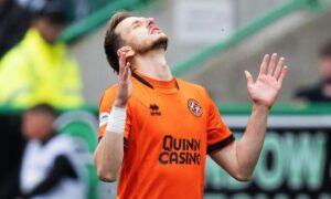 Dundee United's Kristijan Trapanovski after netting his sixth goal of the season