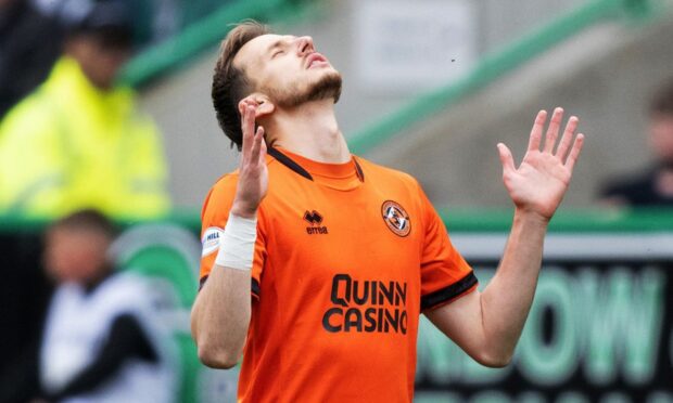 Dundee United's Kristijan Trapanovski after netting his sixth goal of the season