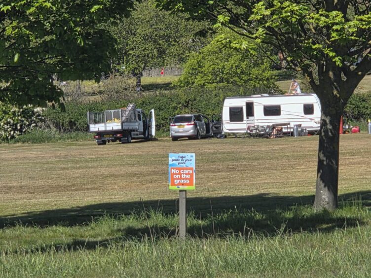 At least a dozen caravans have pitched up.