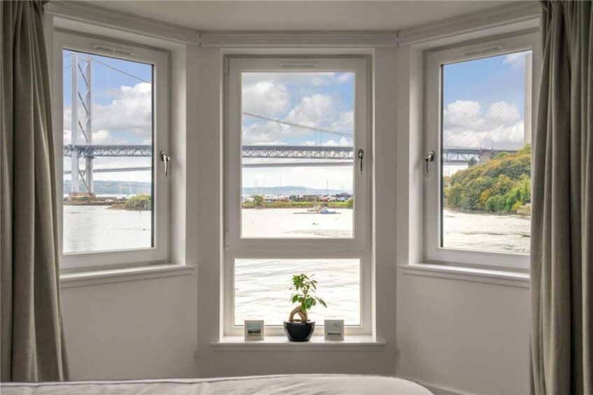 Two of the bedrooms face the Forth Road Bridge.