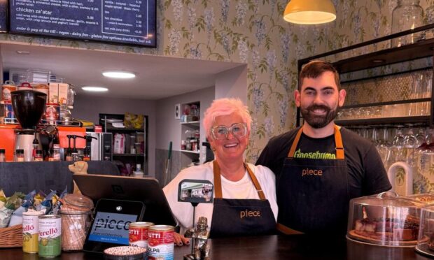 Zoe and George Dark in Piece cafe, Aberfeldy.