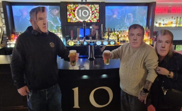 Bar 10 regulars try out Jeremy Clarkson's Hawkstone lager. Image: Supplied