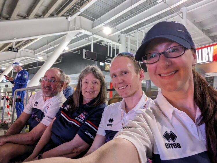 William with partner Steph, mum and his mum's partner Andy.
