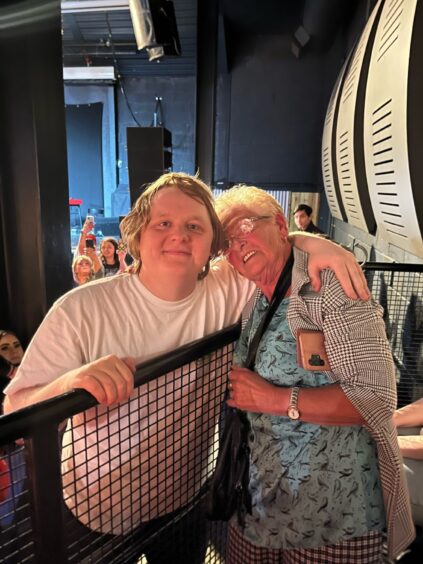 Forfar gran Janet Kirk with Lewis Capaldi at Fat Sam's in Dundee. 