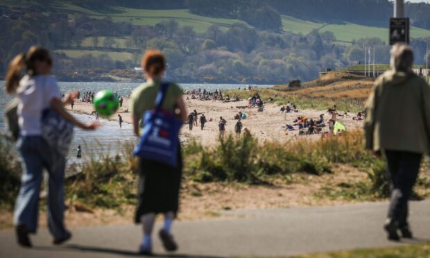 Locals enjoying the sunny spell at Broughty Ferry beach