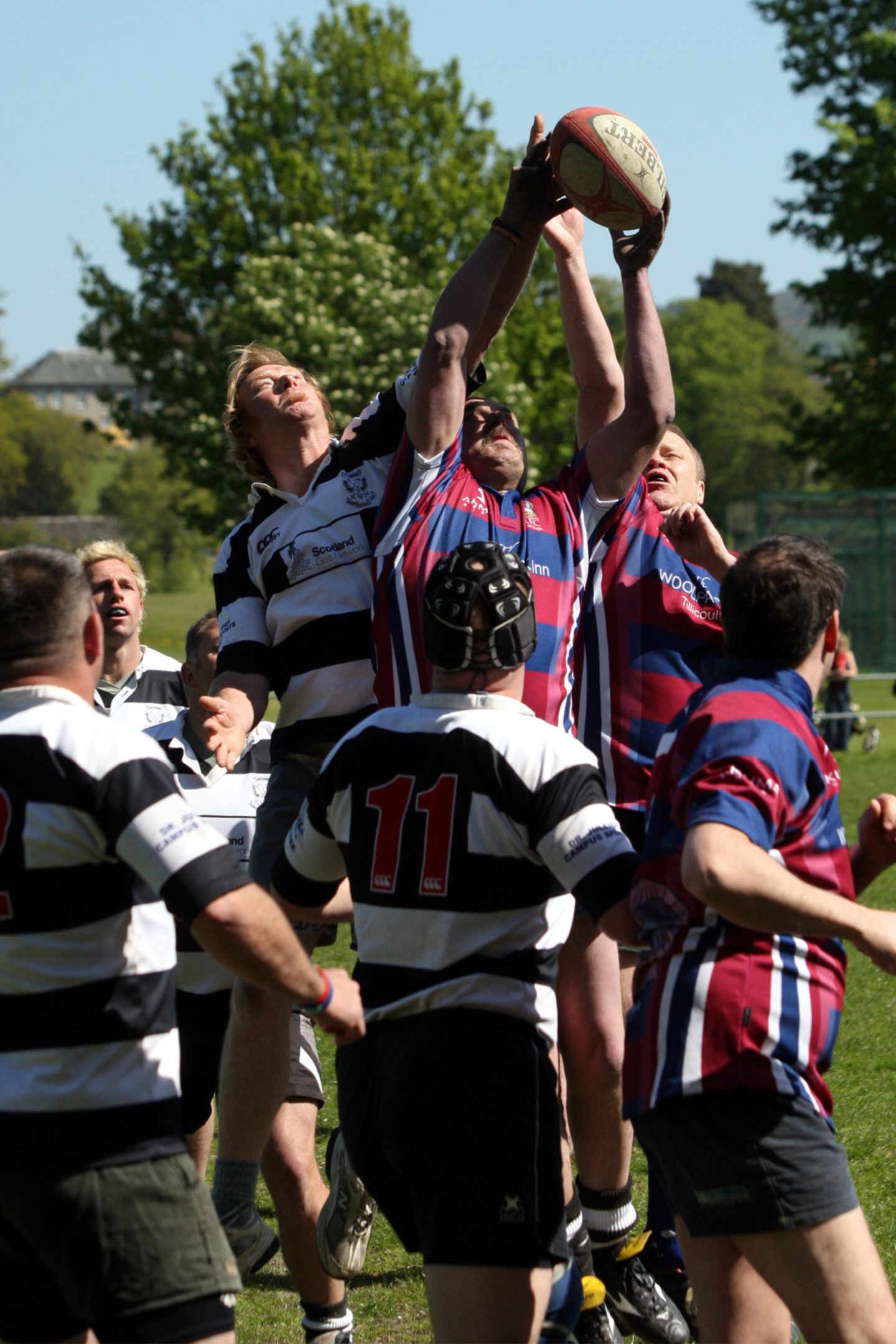 Players contest a line out during the Golden Oldies tournament at Perth Rugby Festival in 2011.