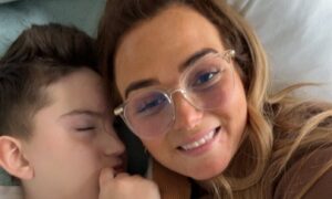 Leigh and Riley Welsh at Ninewells Hospital late last month. Image: Leigh Welsh