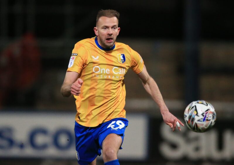 Jordan Rhodes finished the season on loan at Mansfield Town. Image: Lindsey Parnaby/Shutterstock