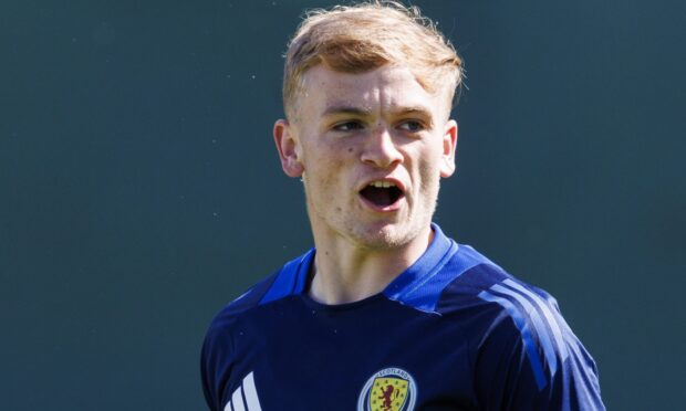 Taylor Steven on the training ground with the Scotland under-20 squad.