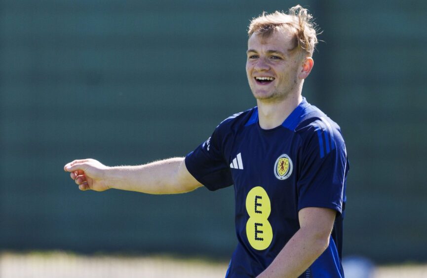 Taylor Steven on the training ground with Scotland.