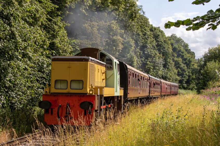 Train on Brechin Caledonian Railway line.