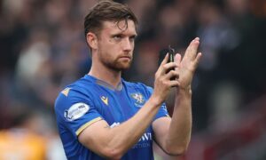 Elliot Watt applauds the St Johnstone fans after the defeat to Motherwell.