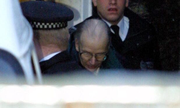 David Murphy as he was led from Perth High Court to jail in 2001. Image: Perthshire Picture Agency.