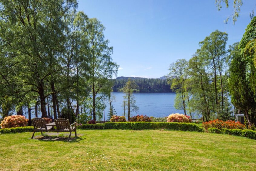 Loch Ard can be seen from the garden at Tigh-na-Traigh.