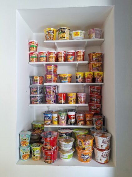 A dazzling array of instant noodles at Chai. 