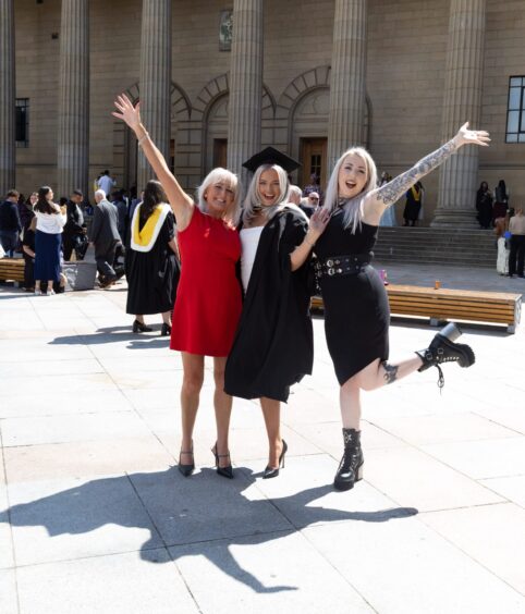 A female graduate with her family at Dundee University's 2025 Graduations on Wednesday.