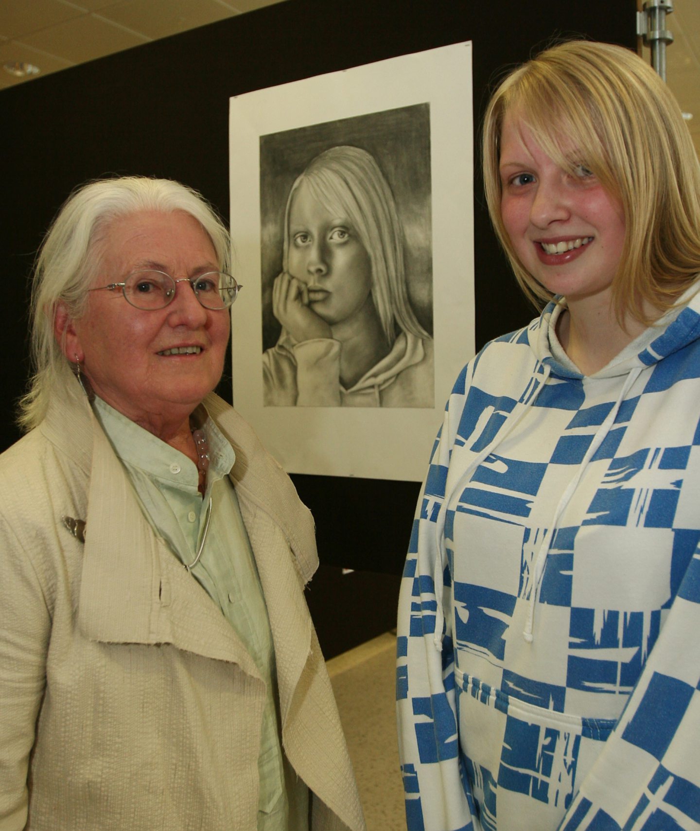 Sarah with Ann Patrick in front of the picture