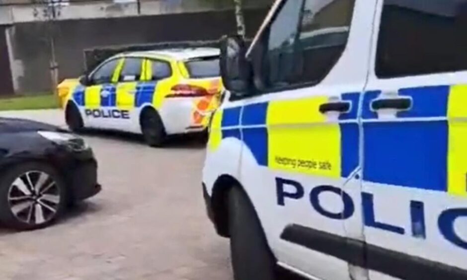 Police vehicles. 