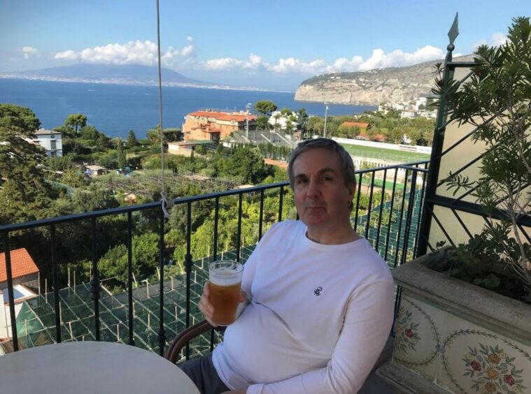 Alastair pictured on holiday in Sorrento, Italy, before his cancer spread.