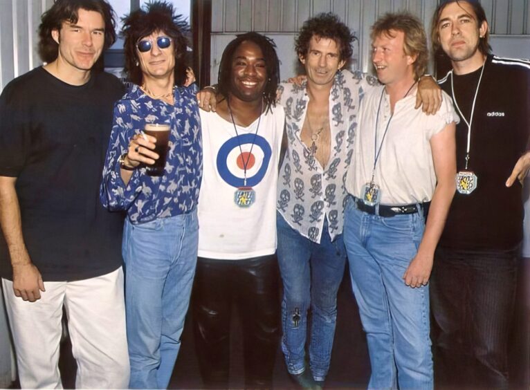 Big Country backstage with Keith Richards and Ronnie Wood in 1995.