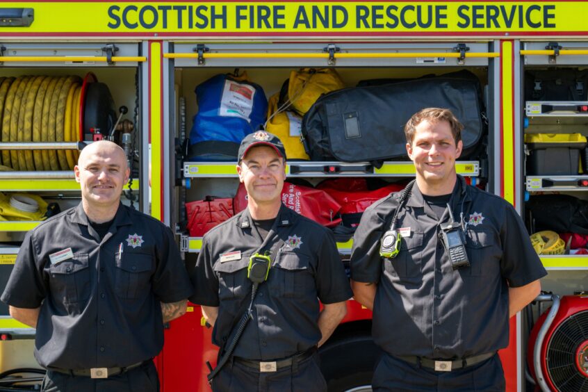 Members of the Scottish Fire and Rescue Service - Allan Jarrat, Dave Lees and Mitch Craig from Balmossie Station.