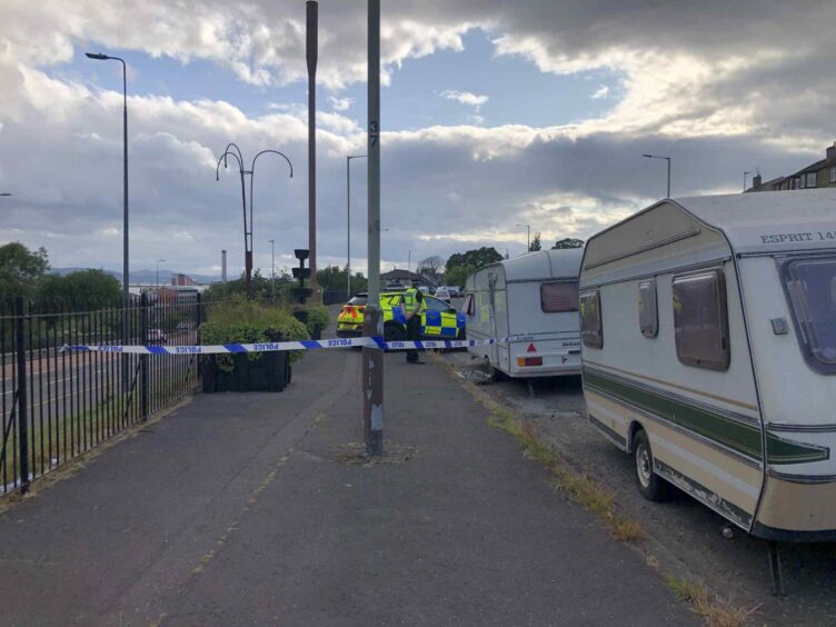 Broughty Ferry Road, Dundee, where a man was found dead in a caravan. 