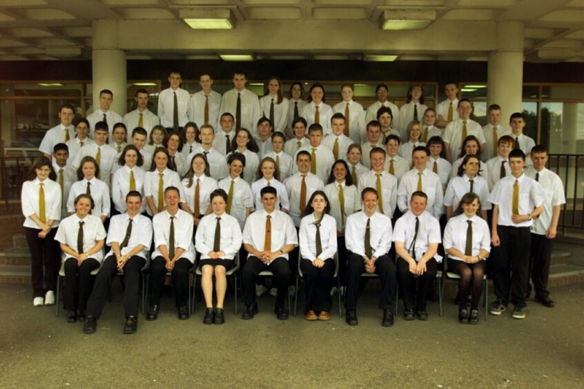 Rows of school prize-winners in June 2001.