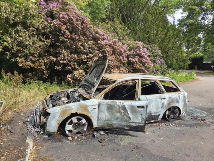 An abandoned Audi was set alight on Saturday night. 