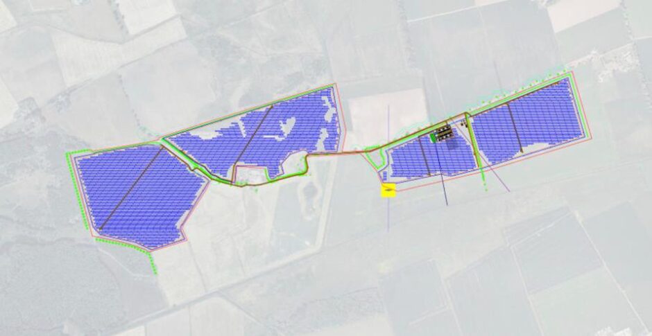 Solar farm layout for Cossans scheme near Forfar.