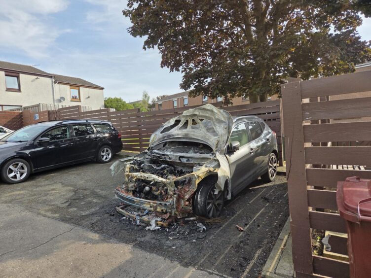The car has been significantly damaged in the blaze.