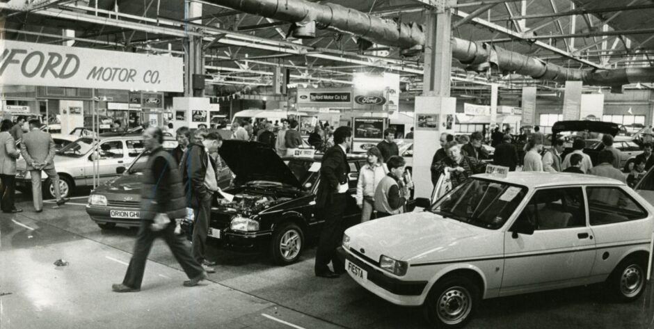 car lovers at the Ford stand at the Dundee Motor Show in 1986.