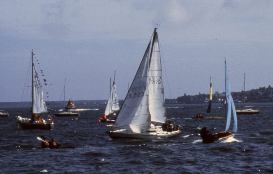 This pictures shows several yachts on the water at West Ferry, Dundee. 