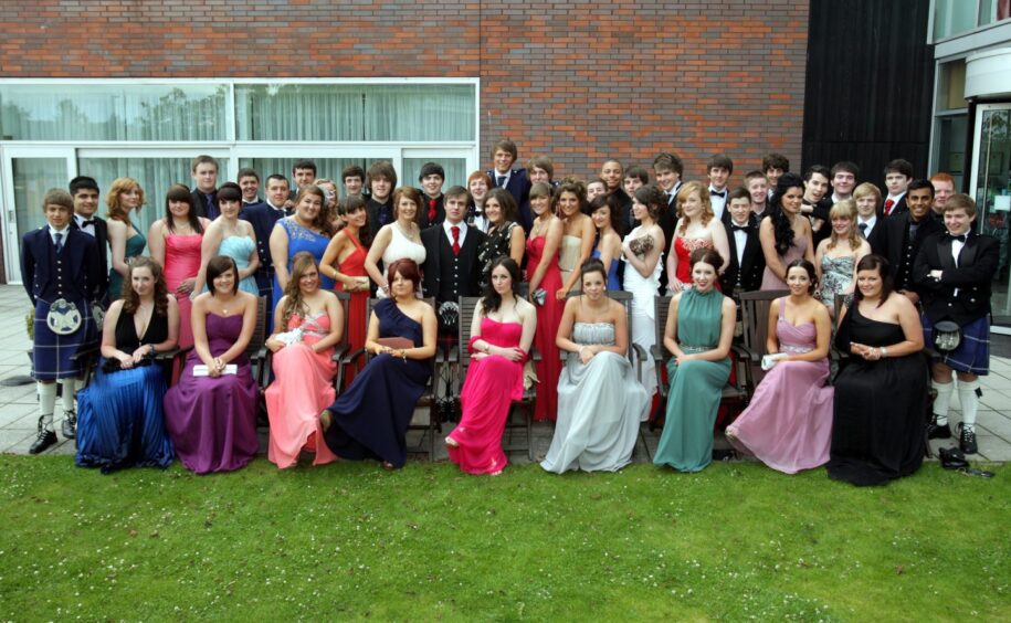 Pupils who attended Craigie High School prom pictured outside the school in 2011.
