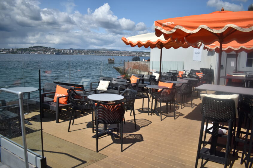 A decking outside Shoreline.