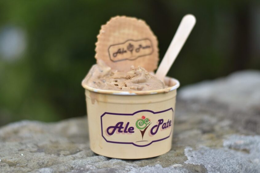 A tub of coffee and chocolate caramel ice cream from Ale & Pate