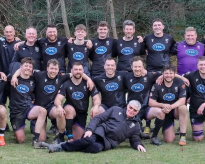 David Potter with some of the Strathmore men's rugby team.