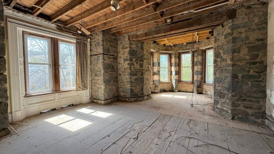 Inside the Victorian mansion. 