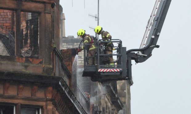 Firefighters at the scene on Scott Street, Perth.