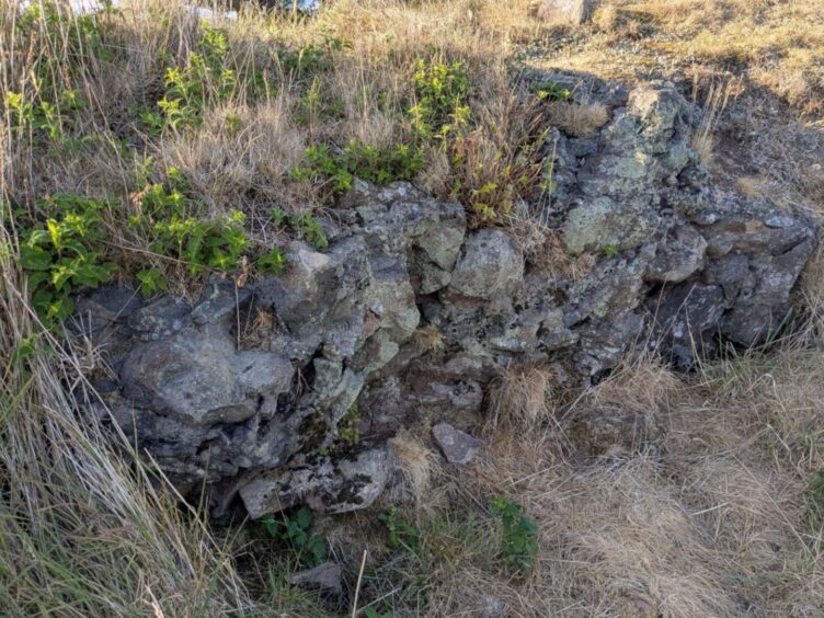 Evidence of vitrification at Finavon hillfort.