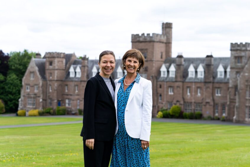 Professor Basak Akdemir with executive principal Lucy Elphinestone. 
