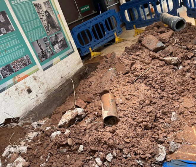 The dug hole inside the Kingdom Shopping Centre.