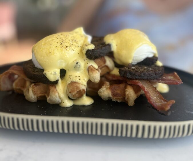 A plate of haggis benedict.