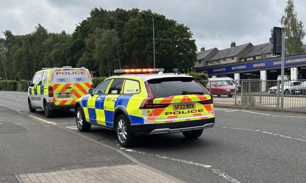 Police vehicles on Hospital Hill on Monday morning.
