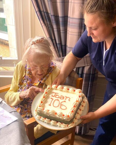 Carnoustie 106th birthday for Joan Mills.