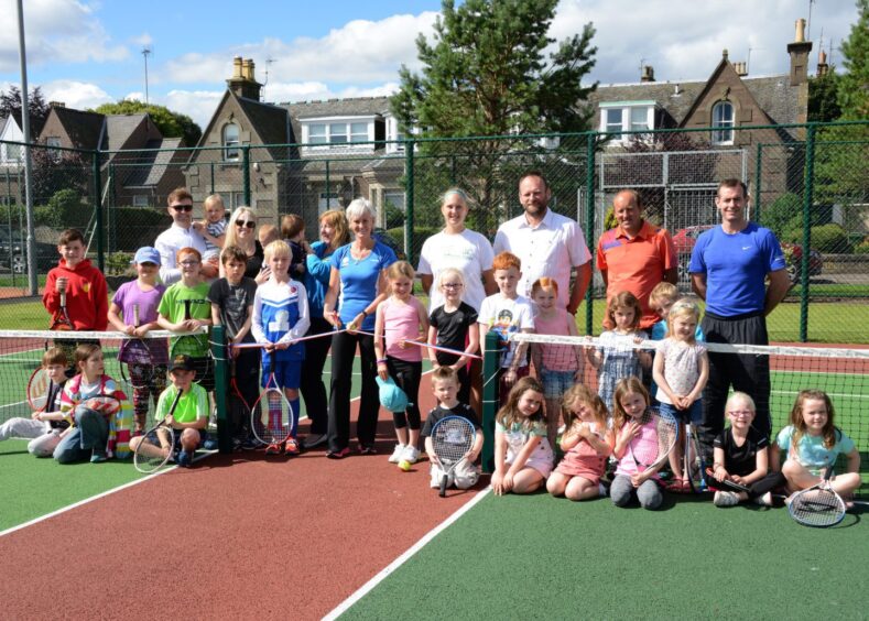 Judy Murray visiting the tennis courts in Montrose in 2016.
