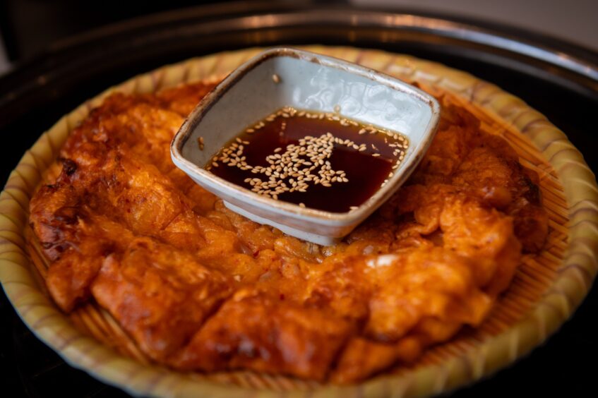 The kimchi pancake at Korean BBQ Dundee.